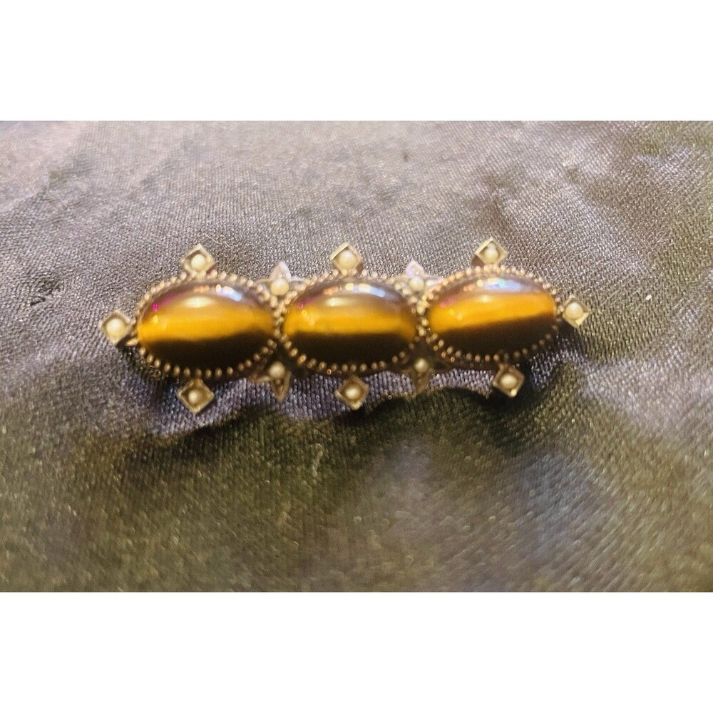 Vintage Tiger Eye 1930s Pin